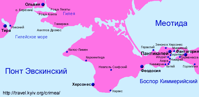 Карта северного причерноморья V в. д.н.э. - V в. н.э.